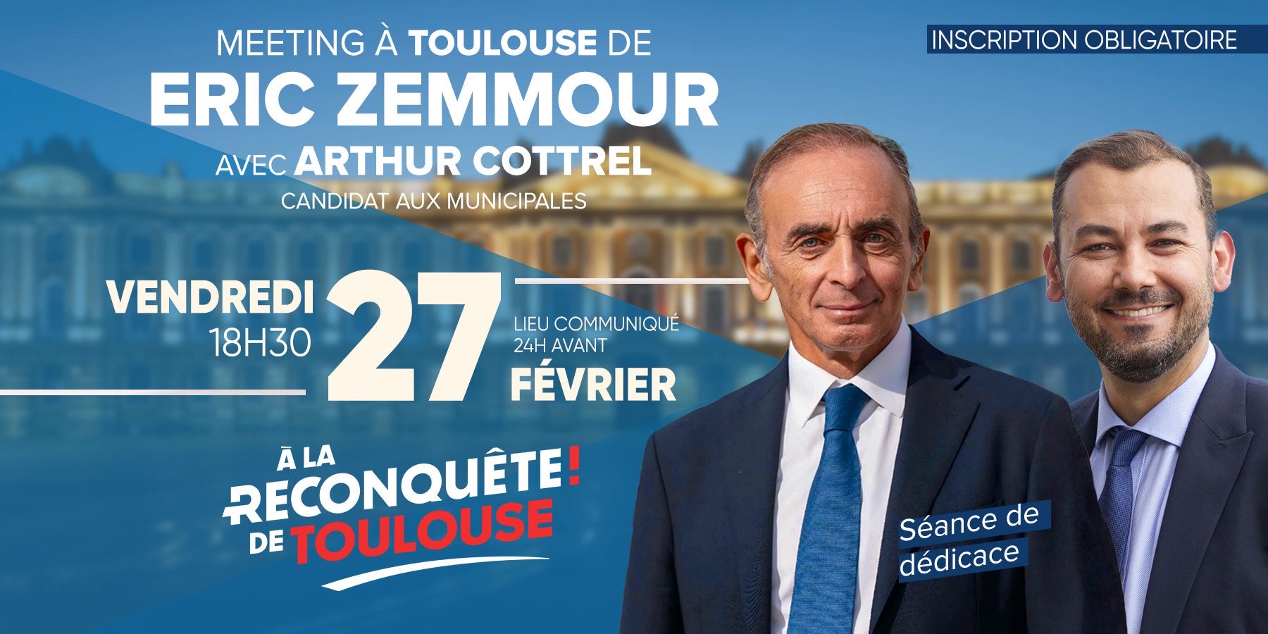 Eric Zemmour à Toulouse le 27 février avec Arthur Cottrel